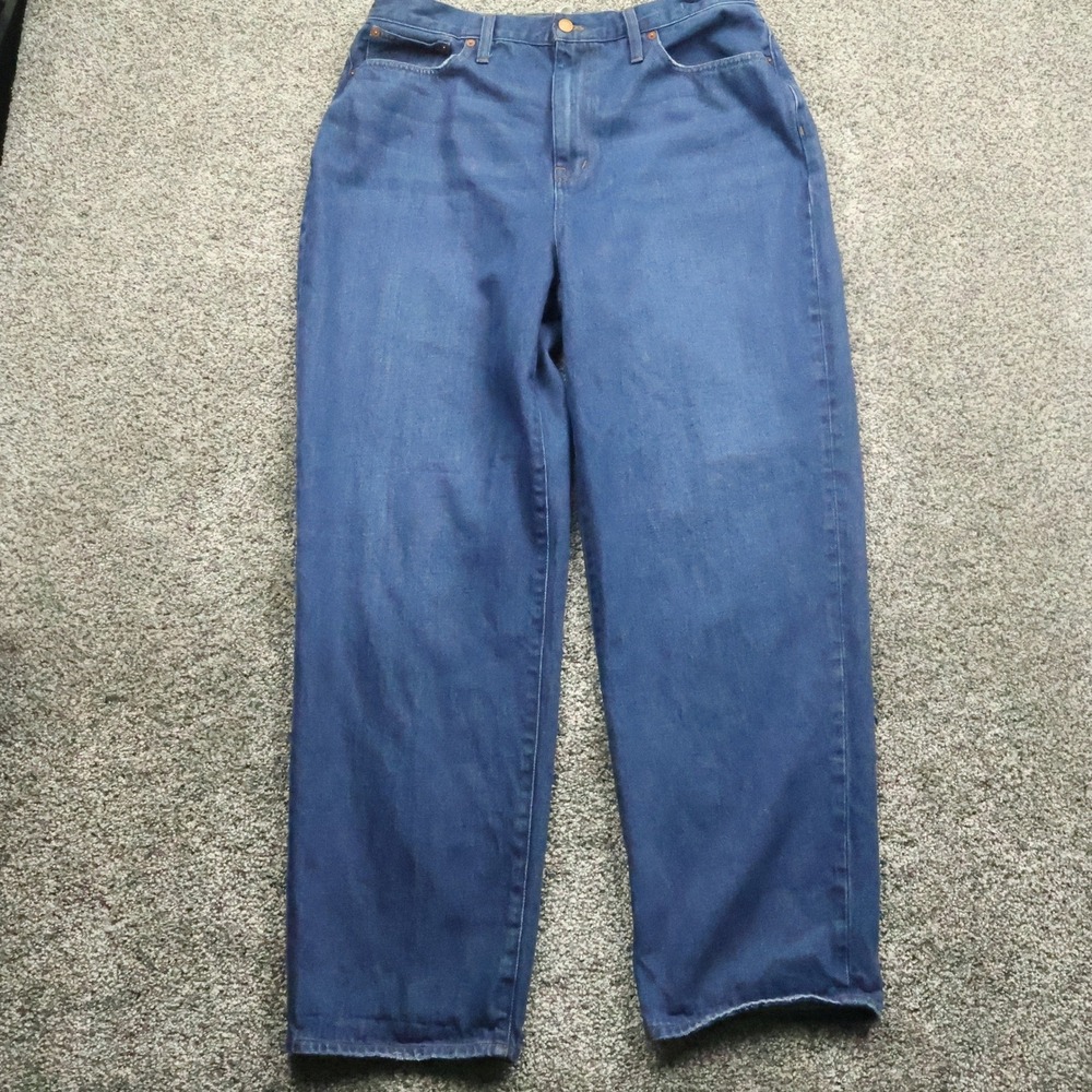 Madewell Jeans Womens 32 Blue Denim Baggy Straight High Rise wide leg 34X30.5
